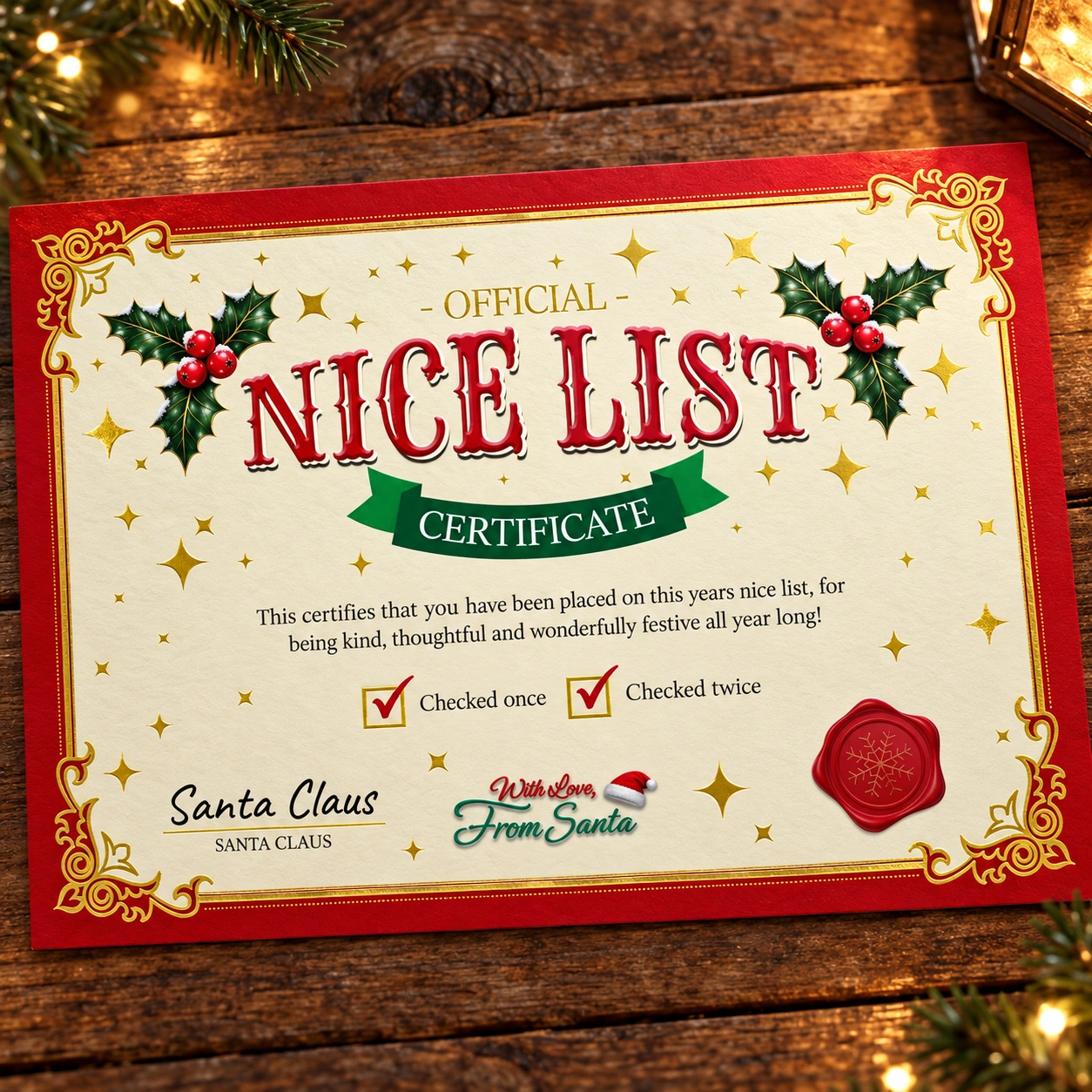 Nice List Certificate